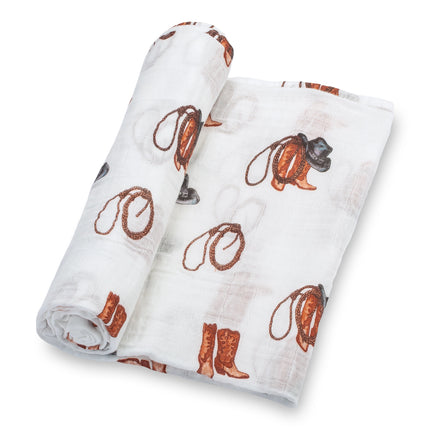 Boots Western Muslin Swaddle Blankets