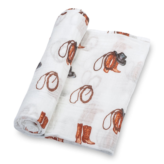 Boots Western Muslin Swaddle Blankets