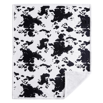 Elsa Cowhide Campfire Sherpa Throw Black