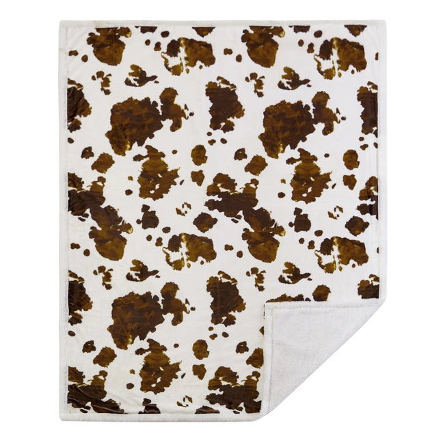 Elsa Cowhide Campfire Sherpa Throw Chocolate