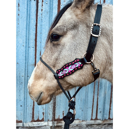Rope Nose Halter Pink Aztec