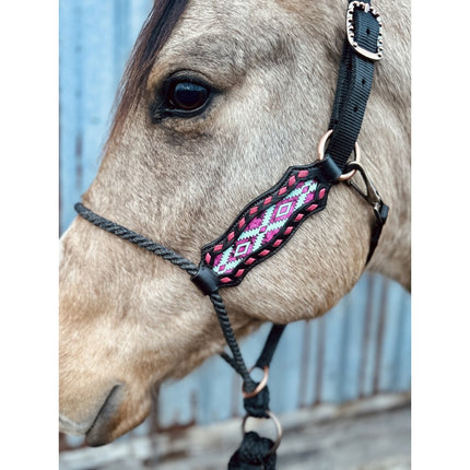 Rope Nose Halter Pink Aztec