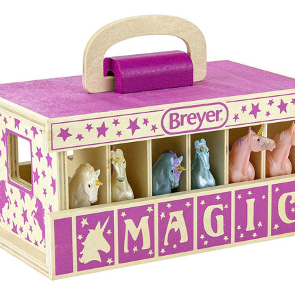 Unicorn Magic Wood Carry Stable w/ 6 Unicorns