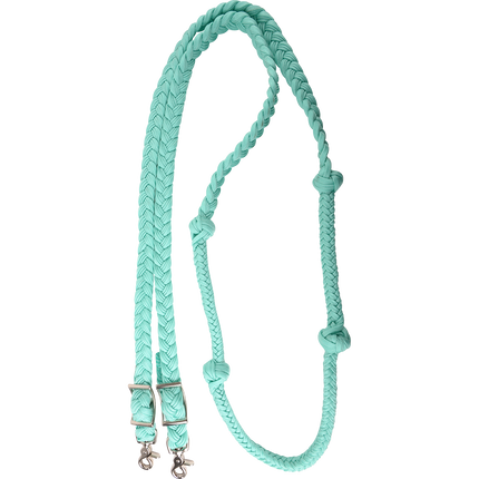 Braided Barrel Rein with Knots Mint