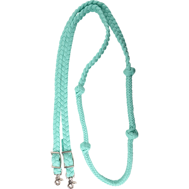 Braided Barrel Rein with Knots Mint