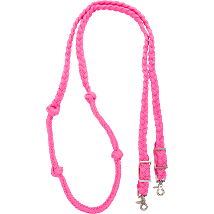 Braided Barrel Rein with Knots Pink