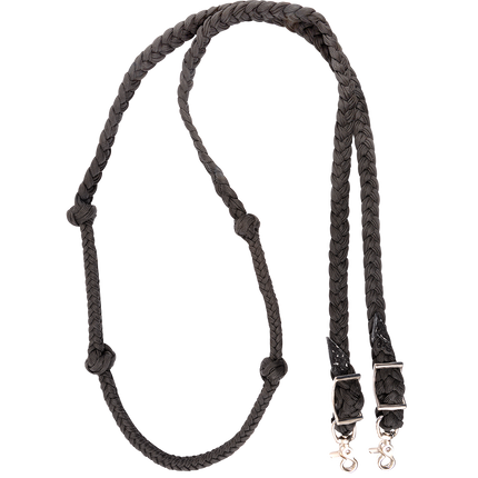 Braided Barrel Rein with Knots Black