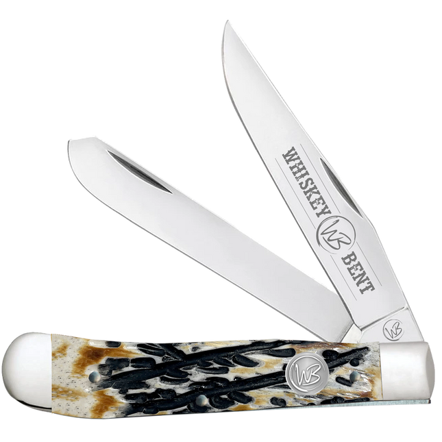 Whiskey Bent Knife Carved Burnt Bone