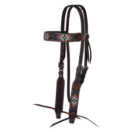 *Filigree Beaded Red Black White Browband Headstall